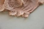 Peach Lace Newborn Romper with Peplum Skirt | Newborn Photo Prop
