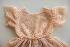 Peach Lace Newborn Romper with Peplum Skirt | Newborn Photo Prop