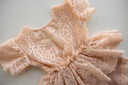 Peach Lace Newborn Romper with Peplum Skirt | Newborn Photo Prop