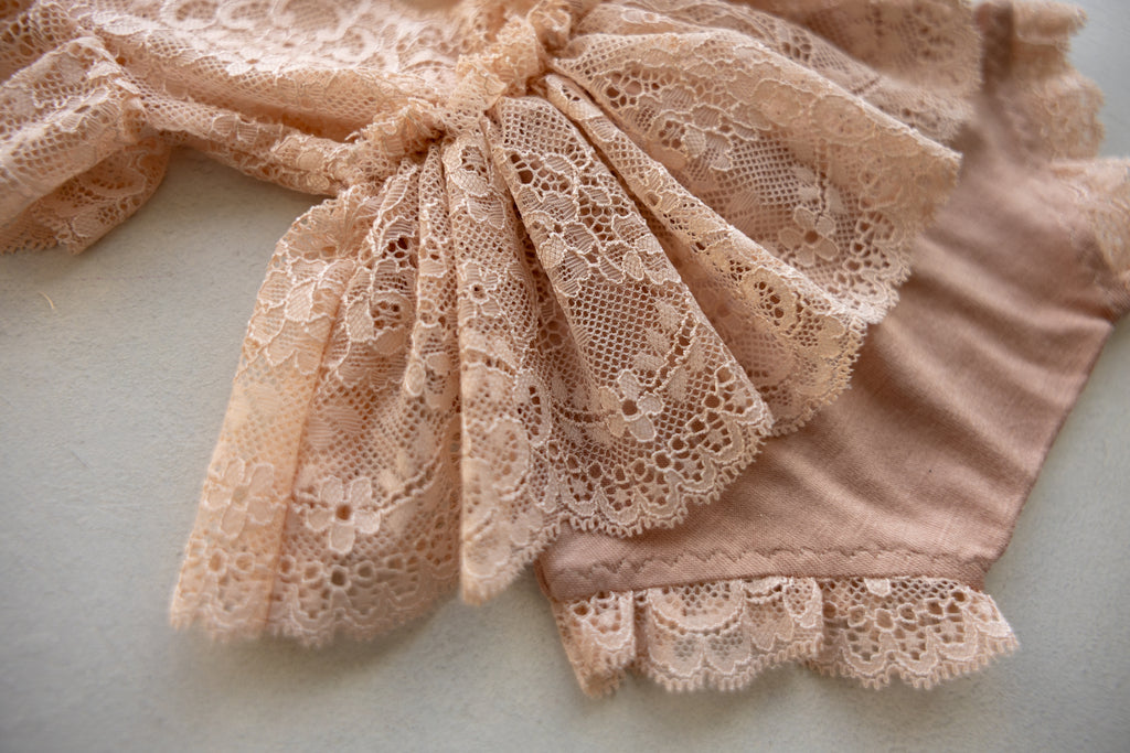 Peach Lace Newborn Romper with Peplum Skirt | Newborn Photo Prop