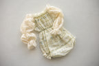 Ivory Floral Newborn Bloomers & Headband Set | Newborn Photo Prop