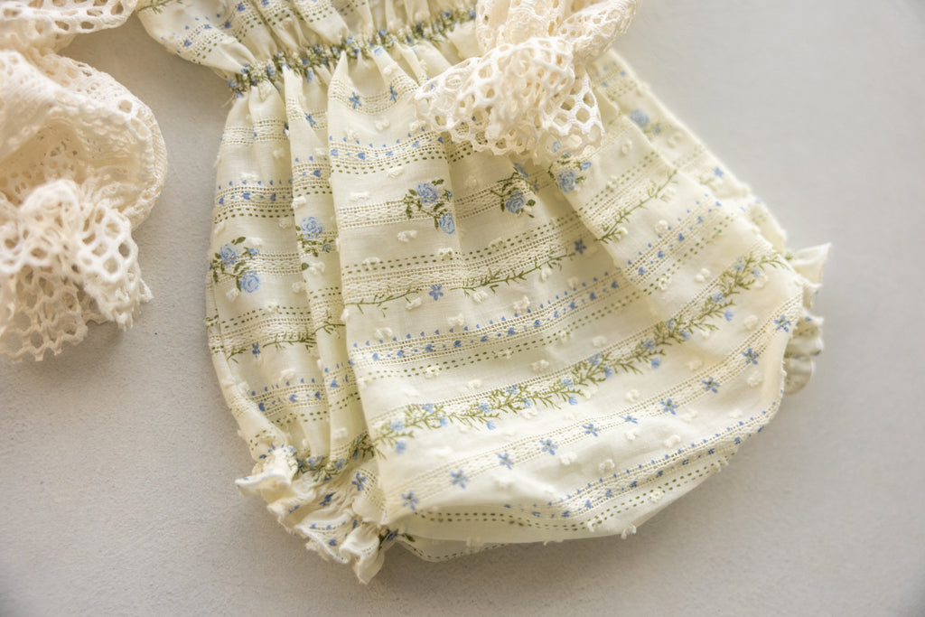 Ivory Floral Newborn Bloomers & Headband Set | Newborn Photo Prop
