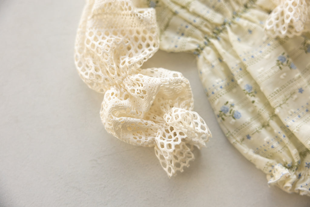 Ivory Floral Newborn Bloomers & Headband Set | Newborn Photo Prop