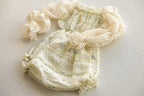 Ivory Floral Newborn Bloomers & Headband Set | Newborn Photo Prop