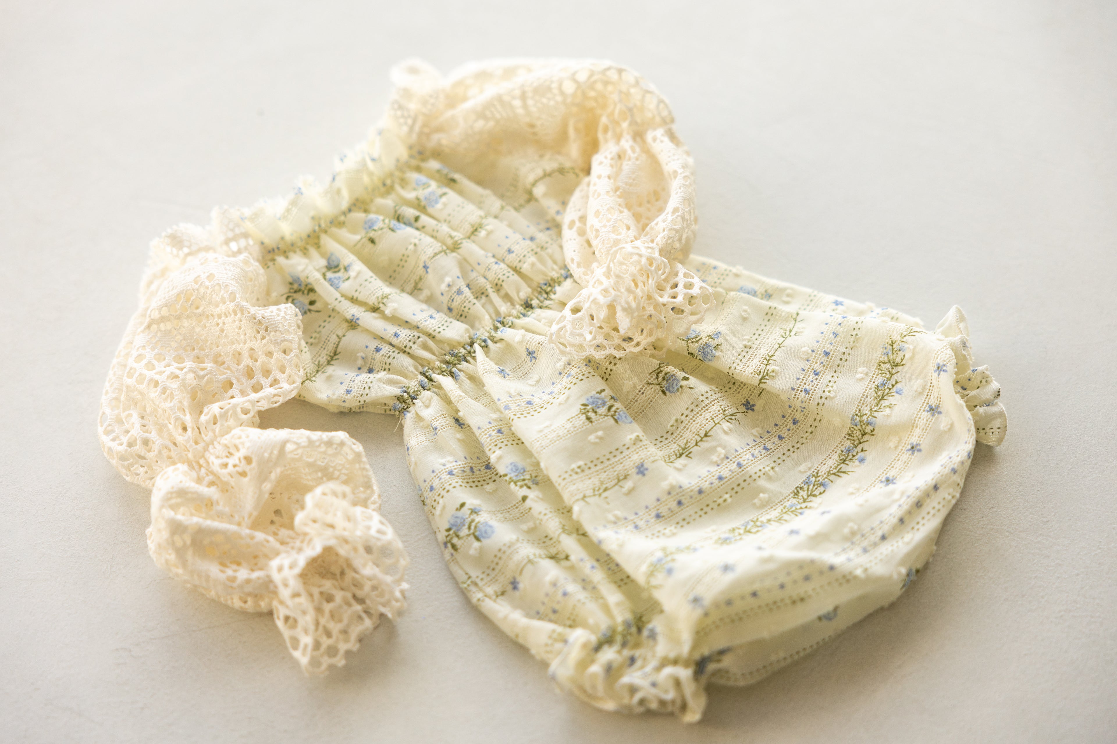 Ivory Floral Newborn Bloomers & Headband Set | Newborn Photo Prop