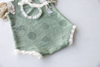 Sage Green Lace Newborn Romper & Bonnet Set | Newborn Photo Prop