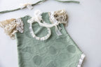 Sage Green Lace Newborn Romper & Bonnet Set | Newborn Photo Prop