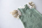 Sage Green Lace Newborn Romper & Bonnet Set | Newborn Photo Prop
