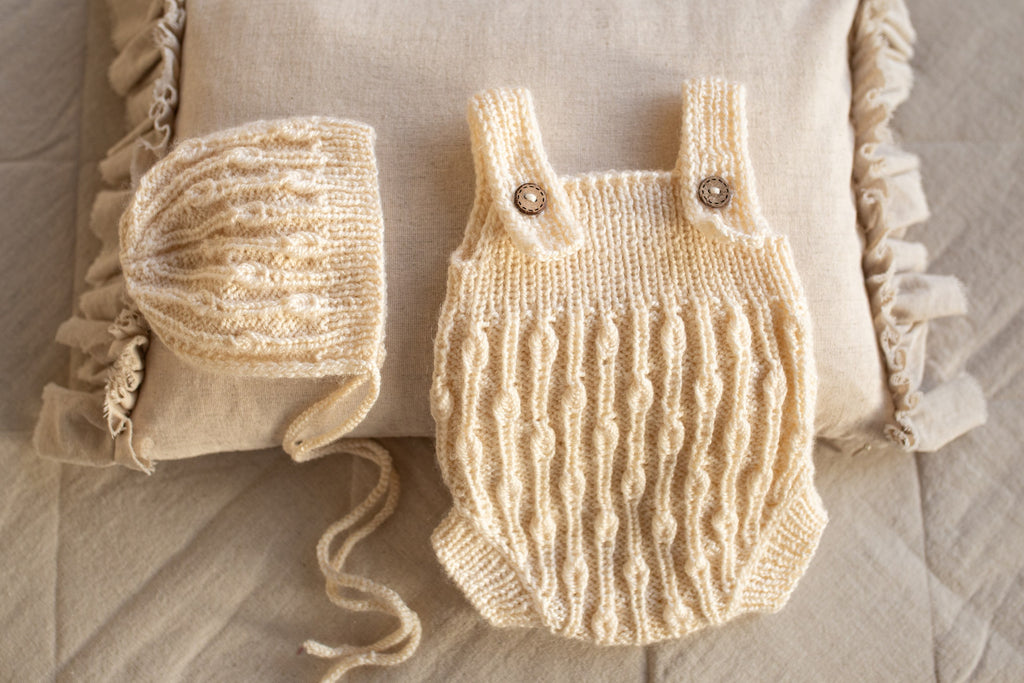 Newborn Baby Set: Romper and Cap, Gender Neutral Baby Outfit, Wool Blend Romper, Newborn Photo Shoot Outfit, Newborn Photo Prop Set, Baby Shower Gift (Copy) (Copy) (Copy)