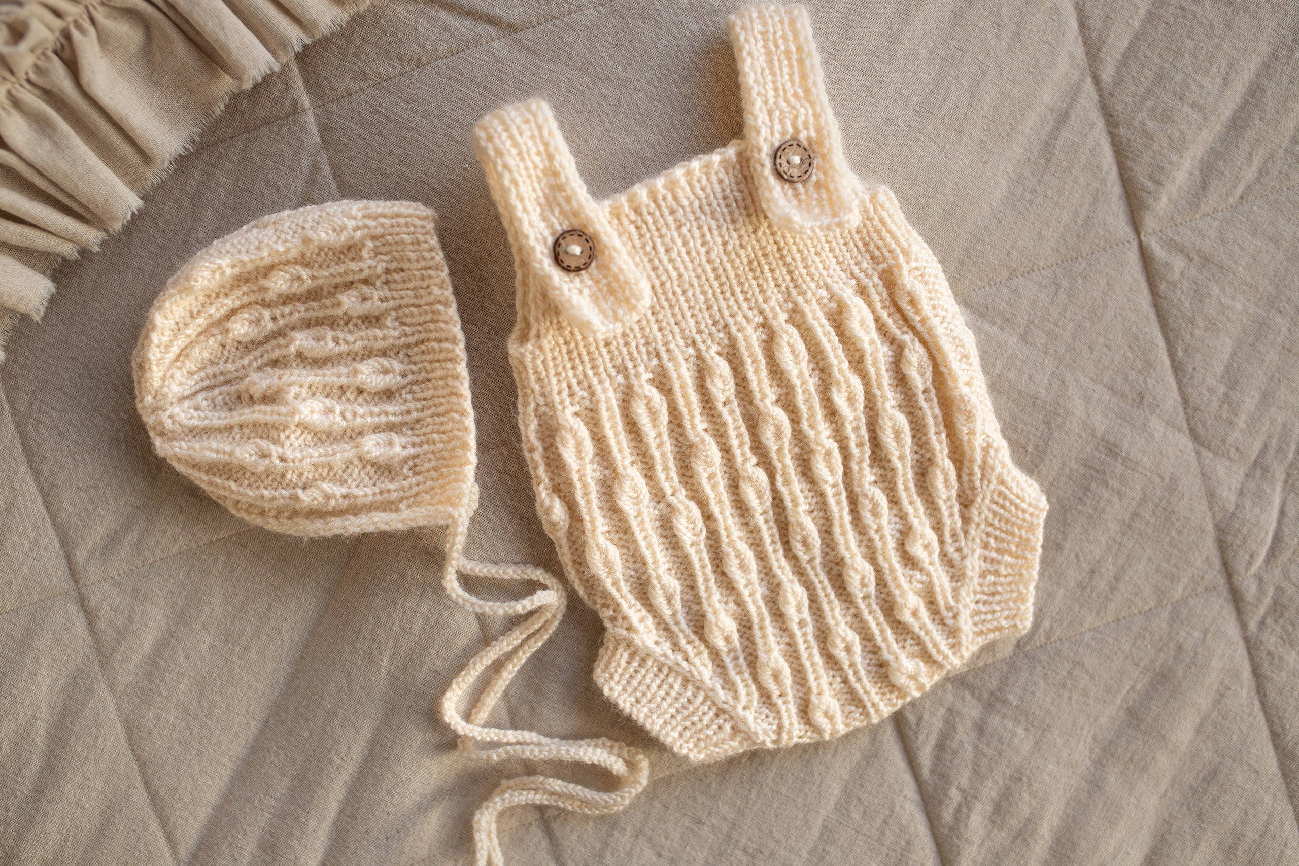 Newborn Baby Set: Romper and Cap, Gender Neutral Baby Outfit, Wool Blend Romper, Newborn Photo Shoot Outfit, Newborn Photo Prop Set, Baby Shower Gift (Copy) (Copy) (Copy)