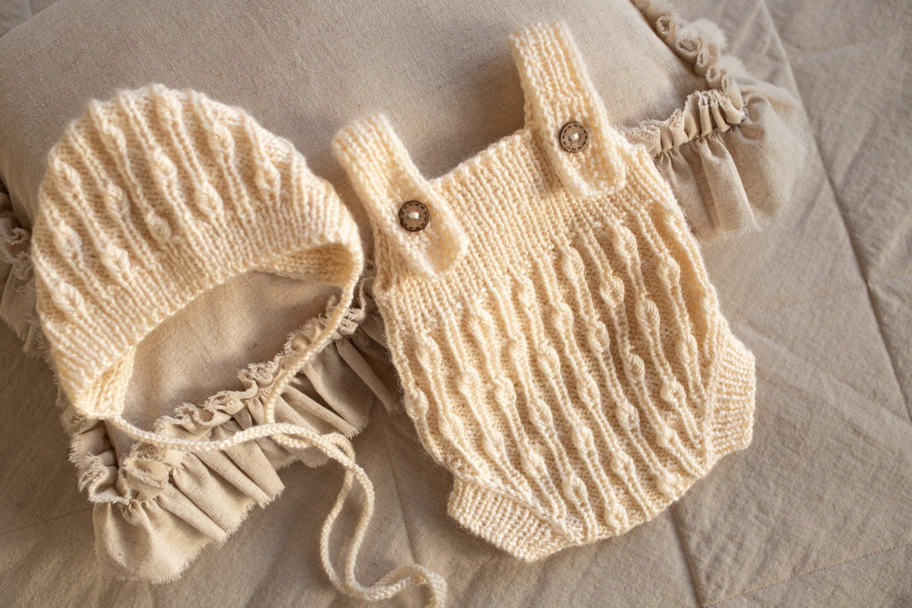 Newborn Baby Set: Romper and Cap, Gender Neutral Baby Outfit, Wool Blend Romper, Newborn Photo Shoot Outfit, Newborn Photo Prop Set, Baby Shower Gift (Copy) (Copy) (Copy)