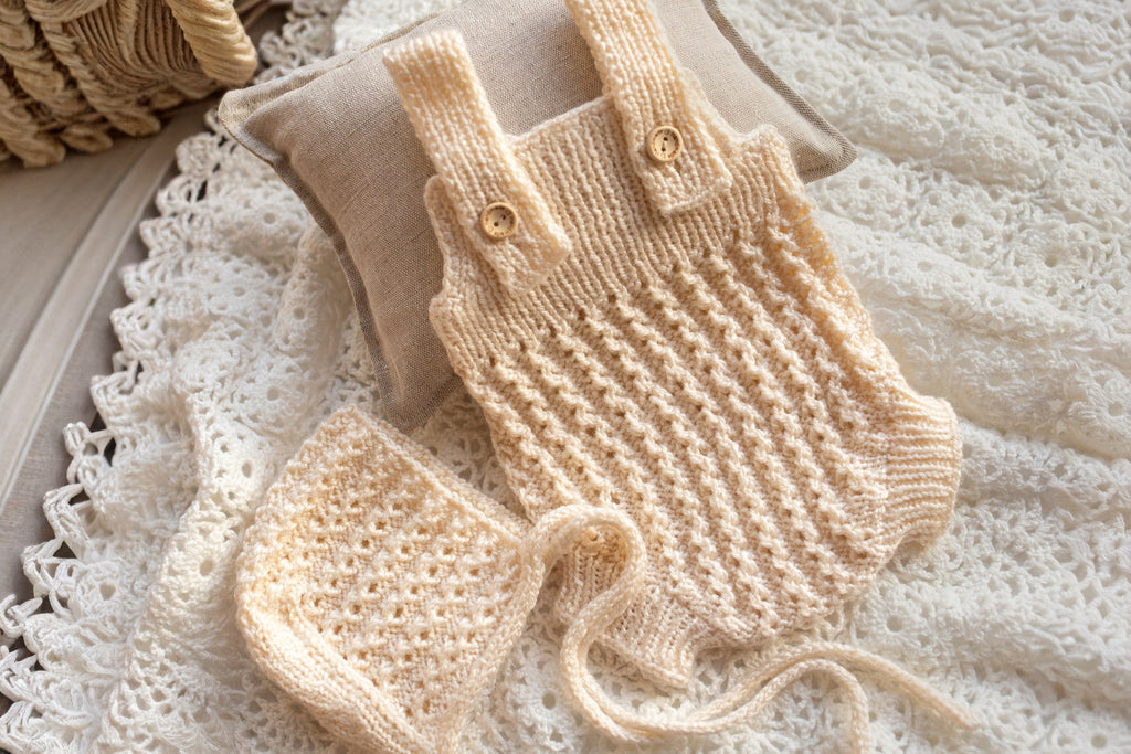 Newborn Baby Set: Romper and Cap, Gender Neutral Baby Outfit, Wool Blend Romper, Newborn Photo Shoot Outfit, Newborn Photo Prop Set, Baby Shower Gift (Copy) (Copy)