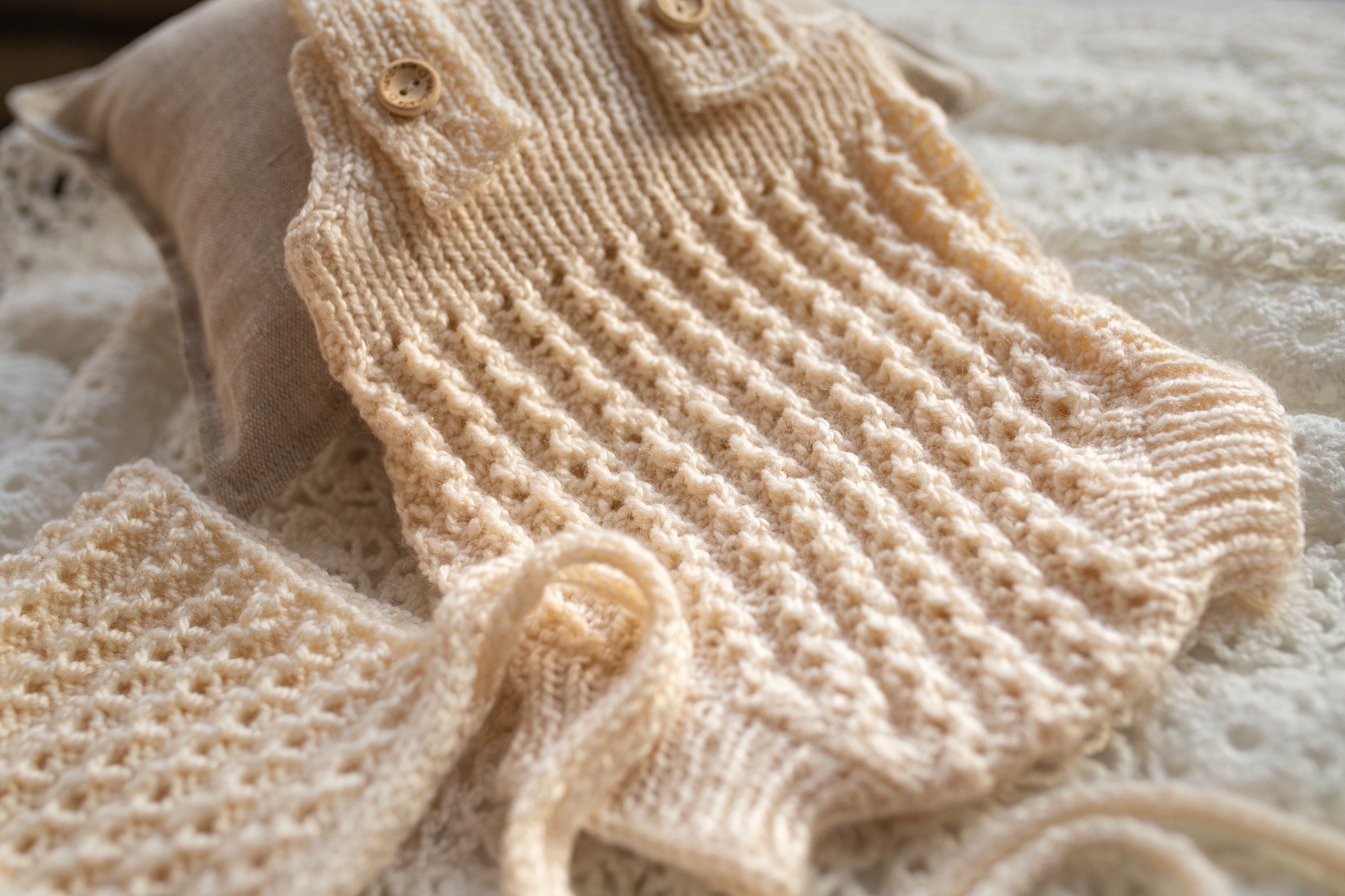 Newborn Baby Set: Romper and Cap, Gender Neutral Baby Outfit, Wool Blend Romper, Newborn Photo Shoot Outfit, Newborn Photo Prop Set, Baby Shower Gift (Copy) (Copy)