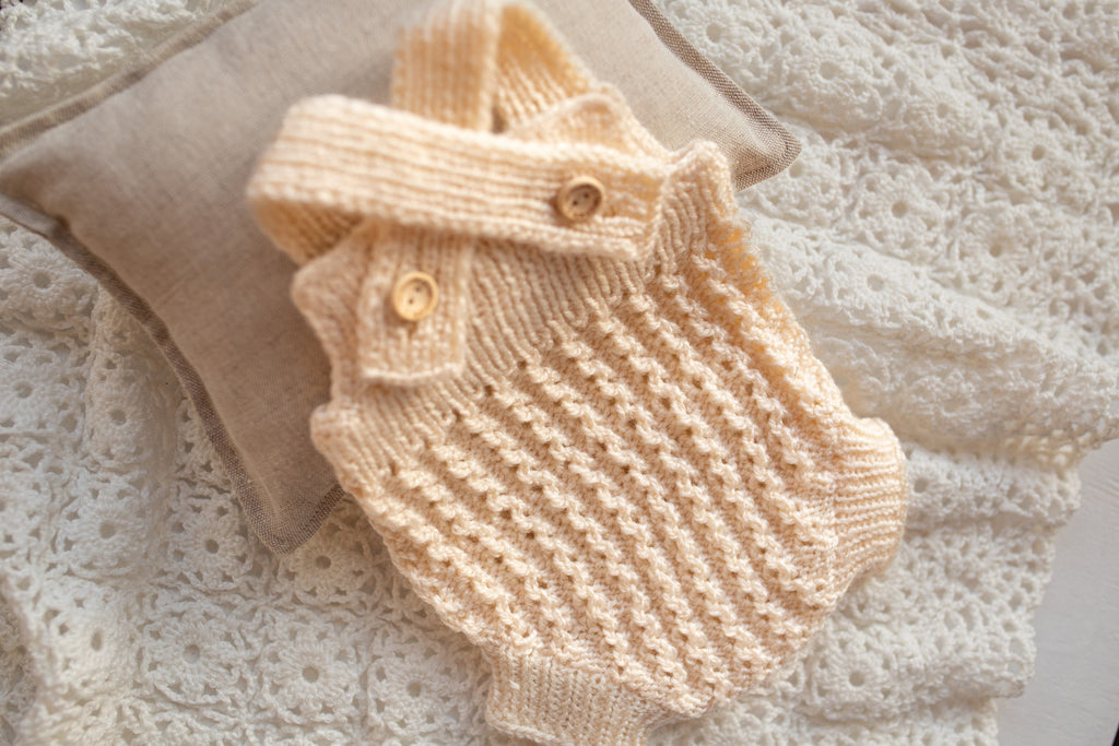 Newborn Baby Set: Romper and Cap, Gender Neutral Baby Outfit, Wool Blend Romper, Newborn Photo Shoot Outfit, Newborn Photo Prop Set, Baby Shower Gift (Copy) (Copy)