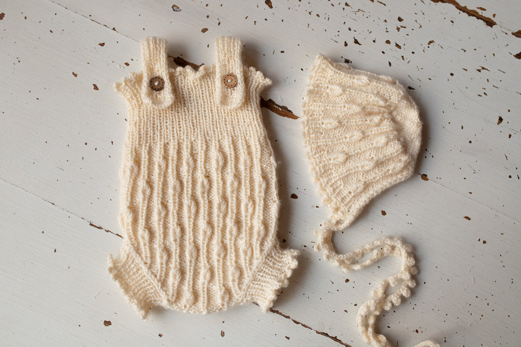 Newborn Baby Set: Romper and Cap, Gender Neutral Baby Outfit, Wool Blend Romper, Newborn Photo Shoot Outfit, Newborn Photo Prop Set, Baby Shower Gift (Copy)