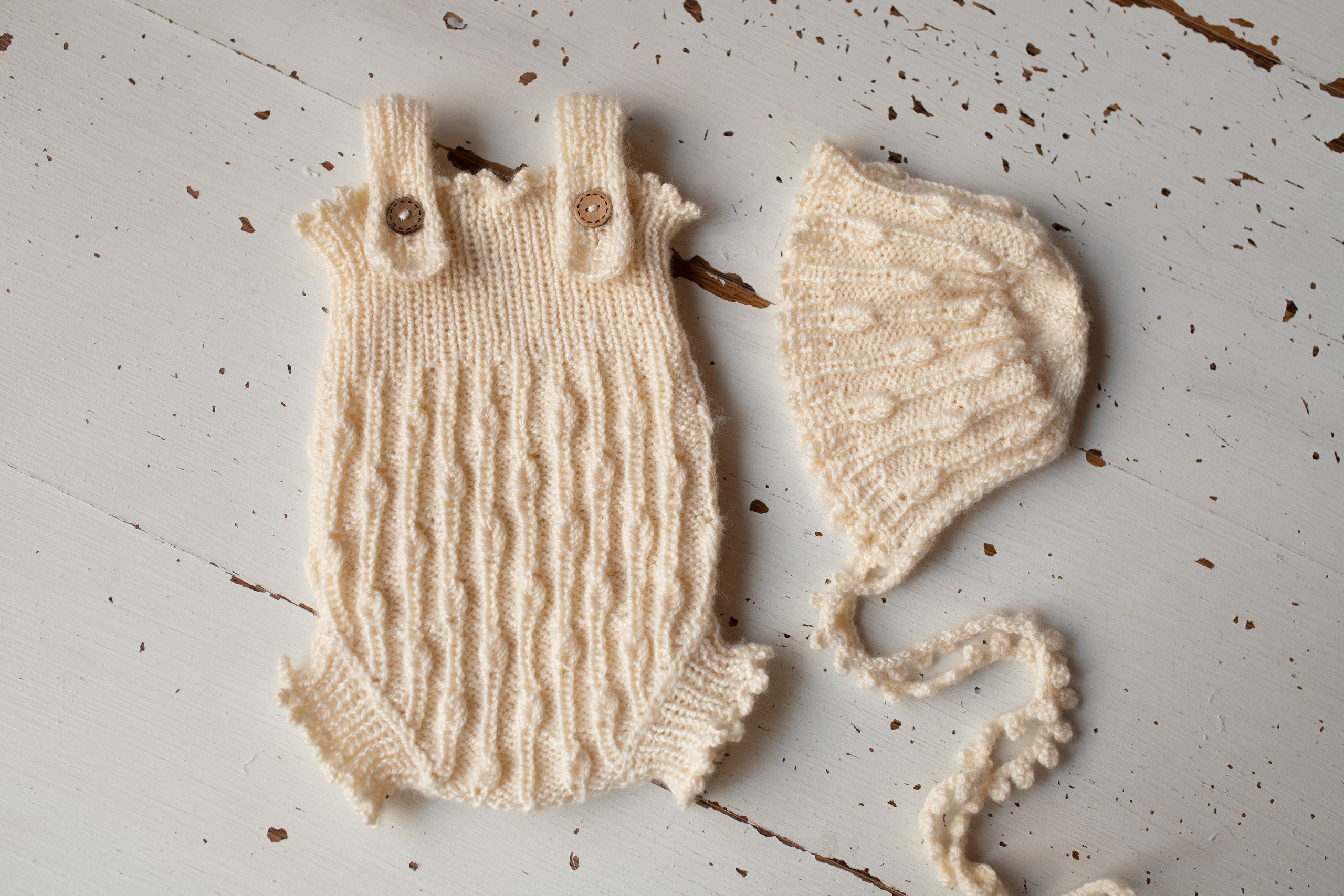 Newborn Baby Set: Romper and Cap, Gender Neutral Baby Outfit, Wool Blend Romper, Newborn Photo Shoot Outfit, Newborn Photo Prop Set, Baby Shower Gift (Copy)