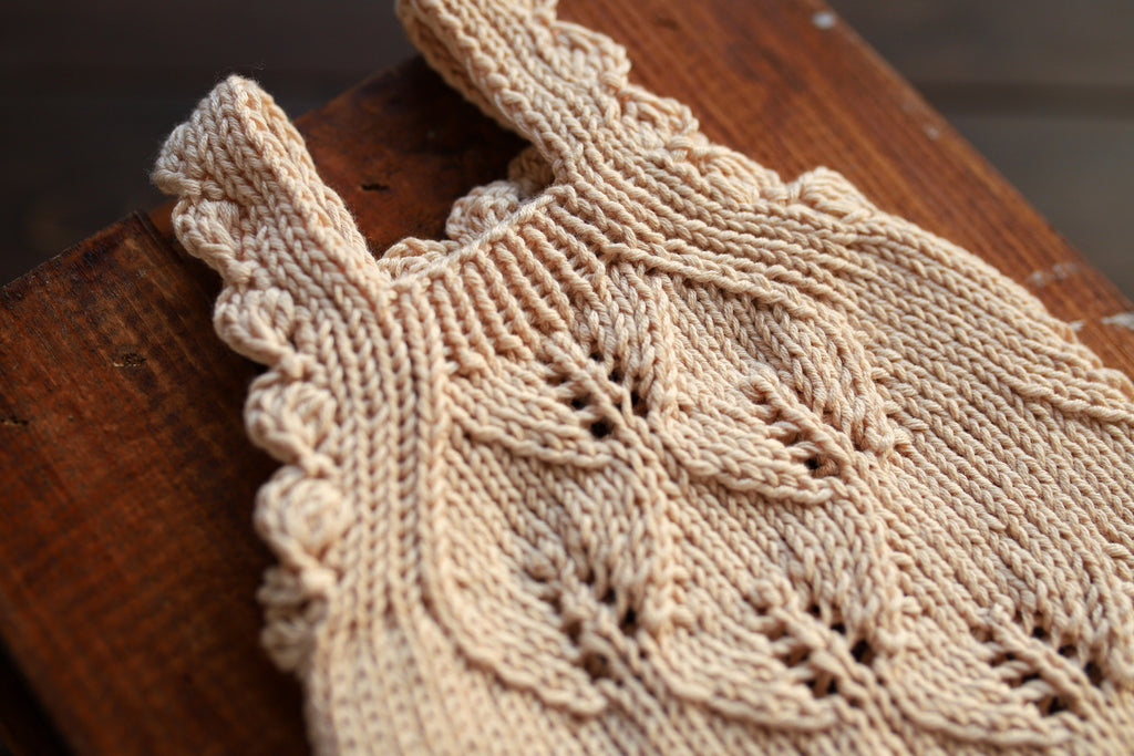 Oatmeal Leaf Lace Knit Newborn Romper | Newborn Photo Prop
