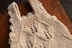 Oatmeal Leaf Lace Knit Newborn Romper | Newborn Photo Prop
