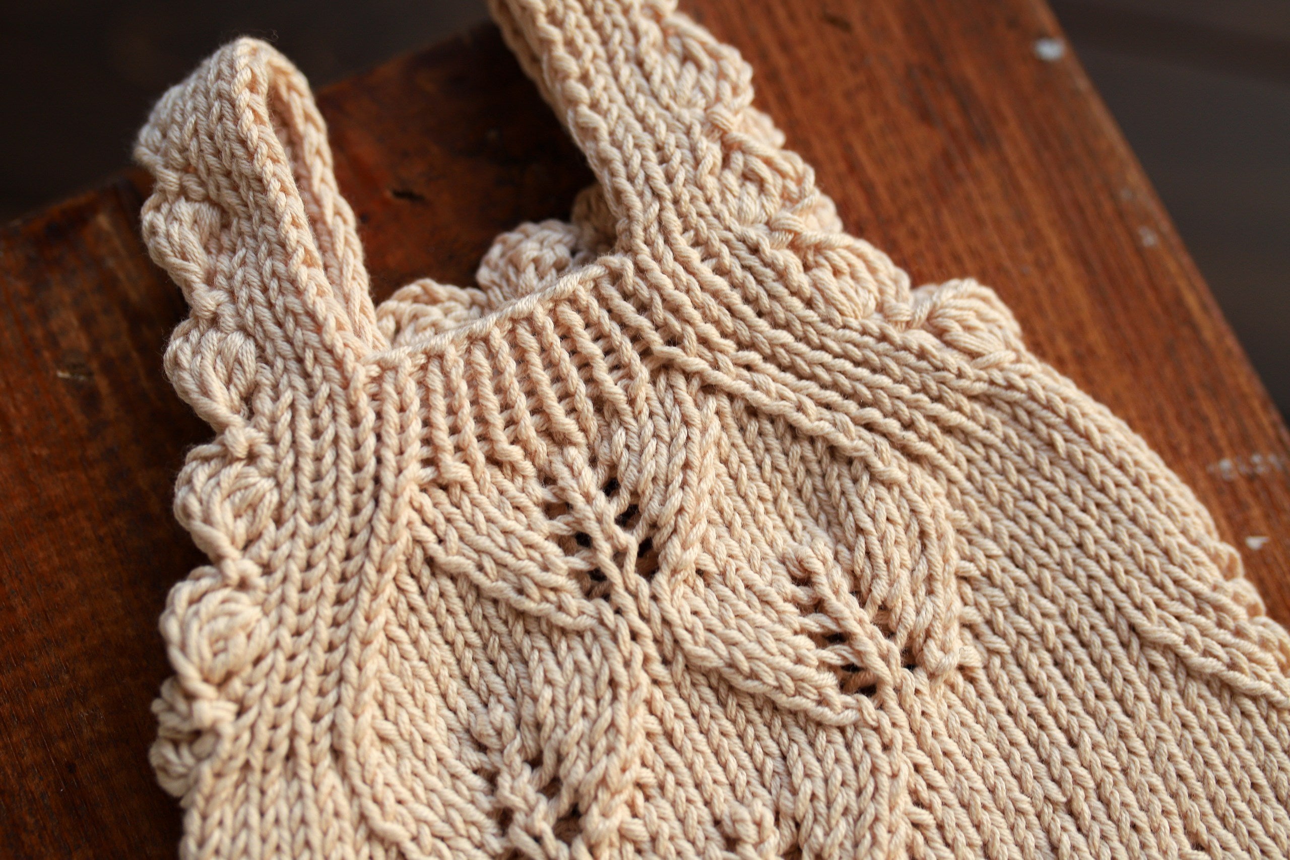 Oatmeal Leaf Lace Knit Newborn Romper | Newborn Photo Prop
