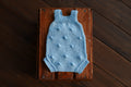Blue Bobble Knit Newborn Romper | Newborn Boy Photo Prop