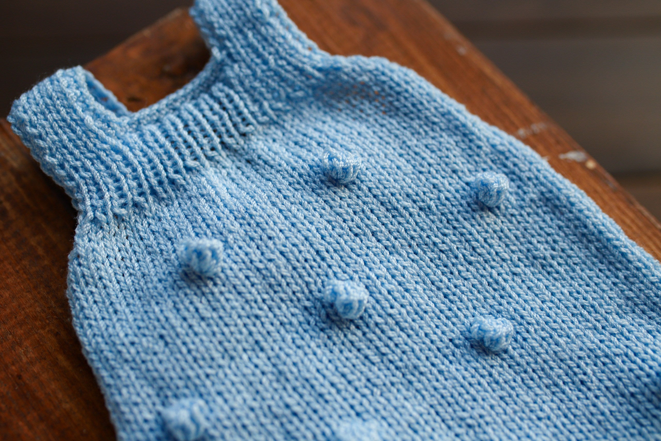 Blue Bobble Knit Newborn Romper | Newborn Boy Photo Prop (Copy)