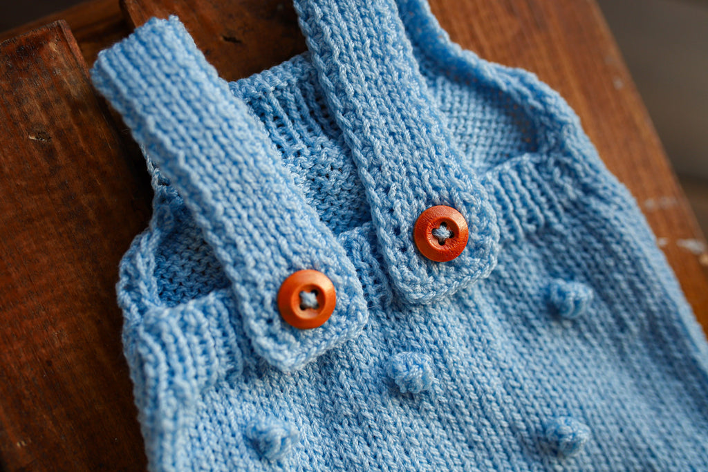 Blue Bobble Knit Newborn Romper | Newborn Boy Photo Prop (Copy)