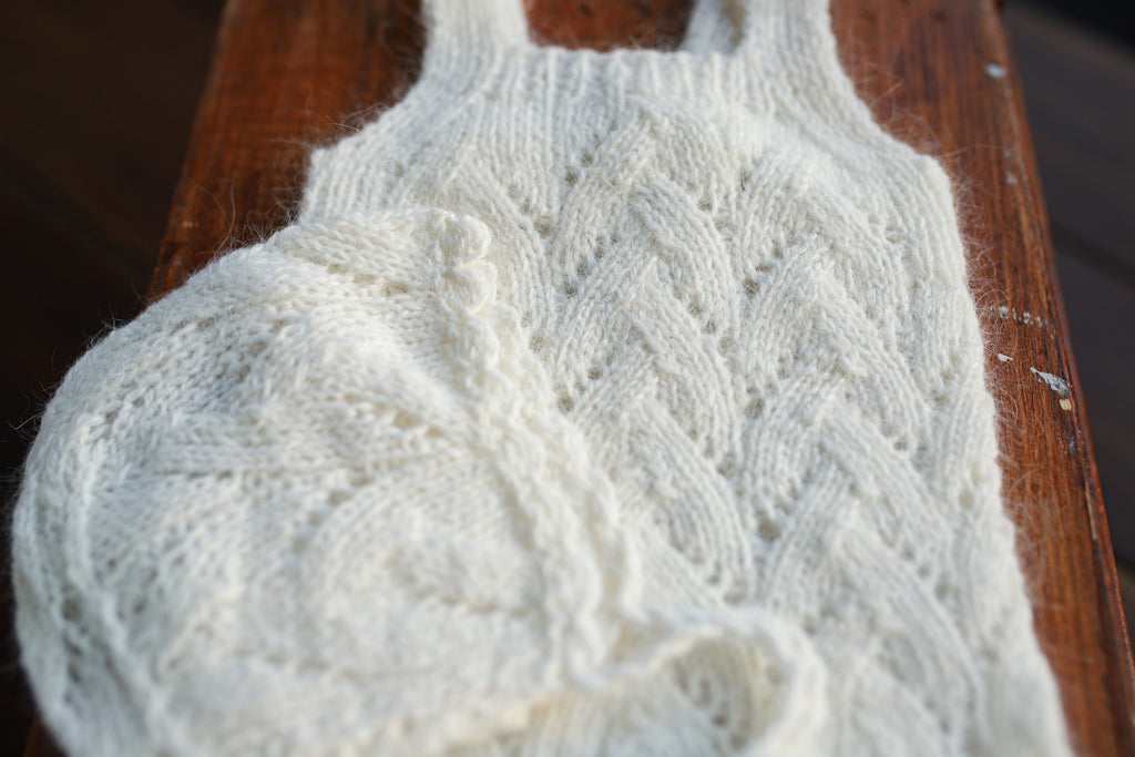 White Knit Lace Newborn Romper & Bonnet Set | Newborn Photo Prop