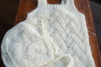 White Knit Lace Newborn Romper & Bonnet Set | Newborn Photo Prop