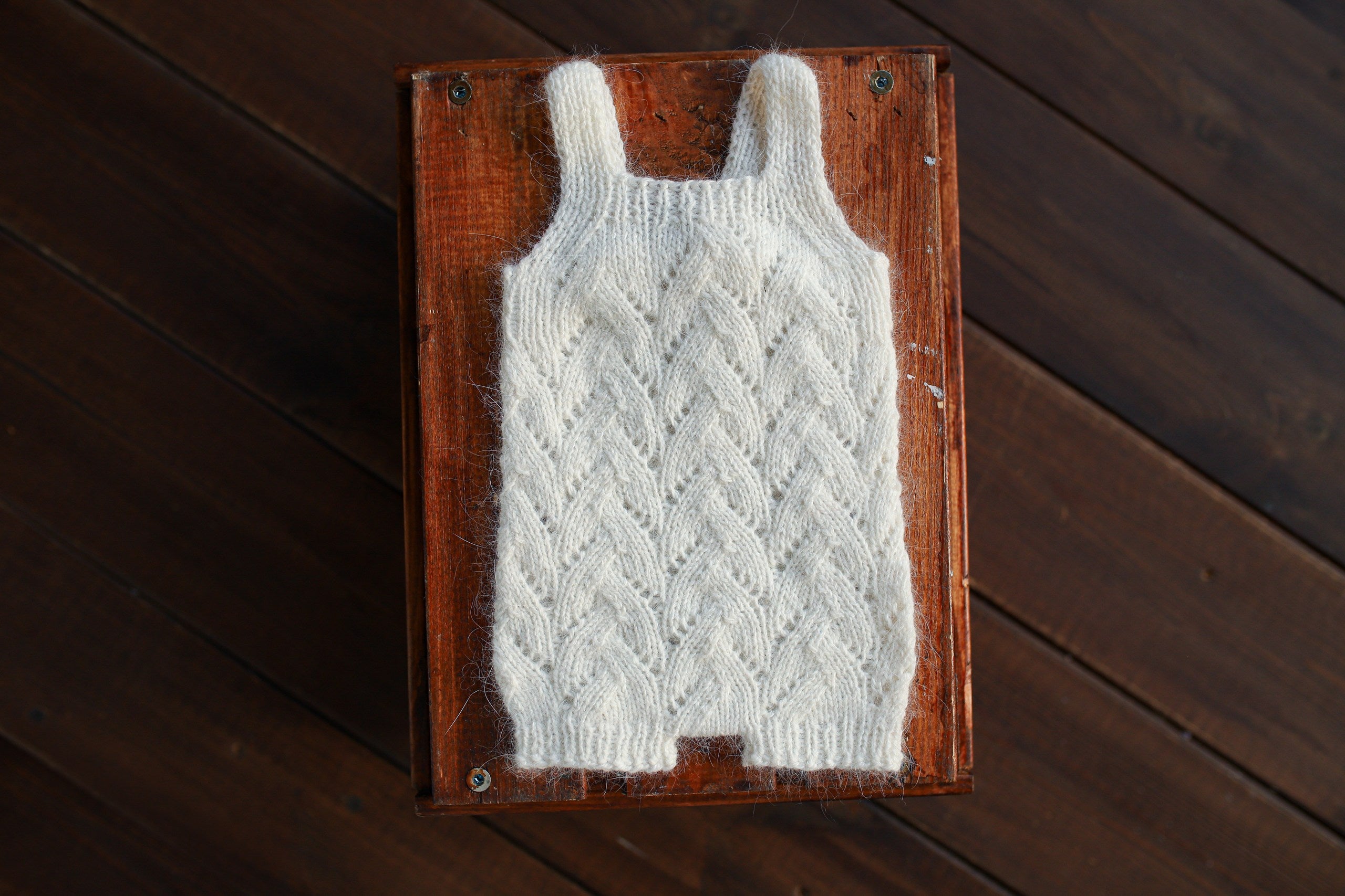 White Knit Lace Newborn Romper & Bonnet Set | Newborn Photo Prop