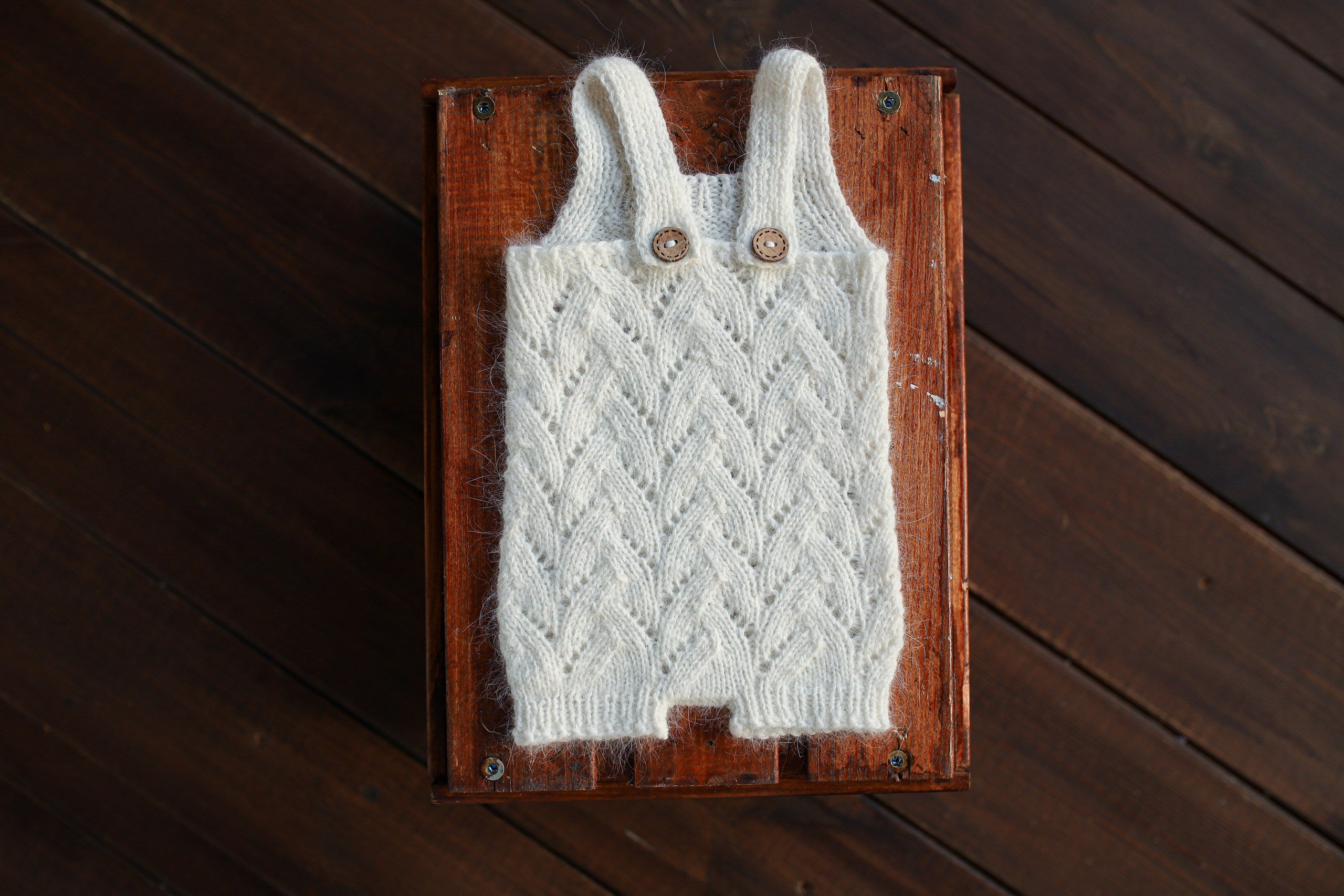 White Knit Lace Newborn Romper & Bonnet Set | Newborn Photo Prop