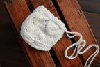 White Knit Lace Newborn Romper & Bonnet Set | Newborn Photo Prop