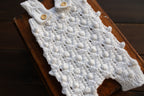 White Bobble & Lace Knit Newborn Romper & Bonnet Set | Newborn Photo Prop
