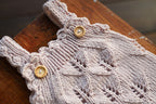 Silver Grey Leaf Lace Knit Newborn Romper | Newborn Photo Prop