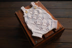 Silver Grey Leaf Lace Knit Newborn Romper | Newborn Photo Prop