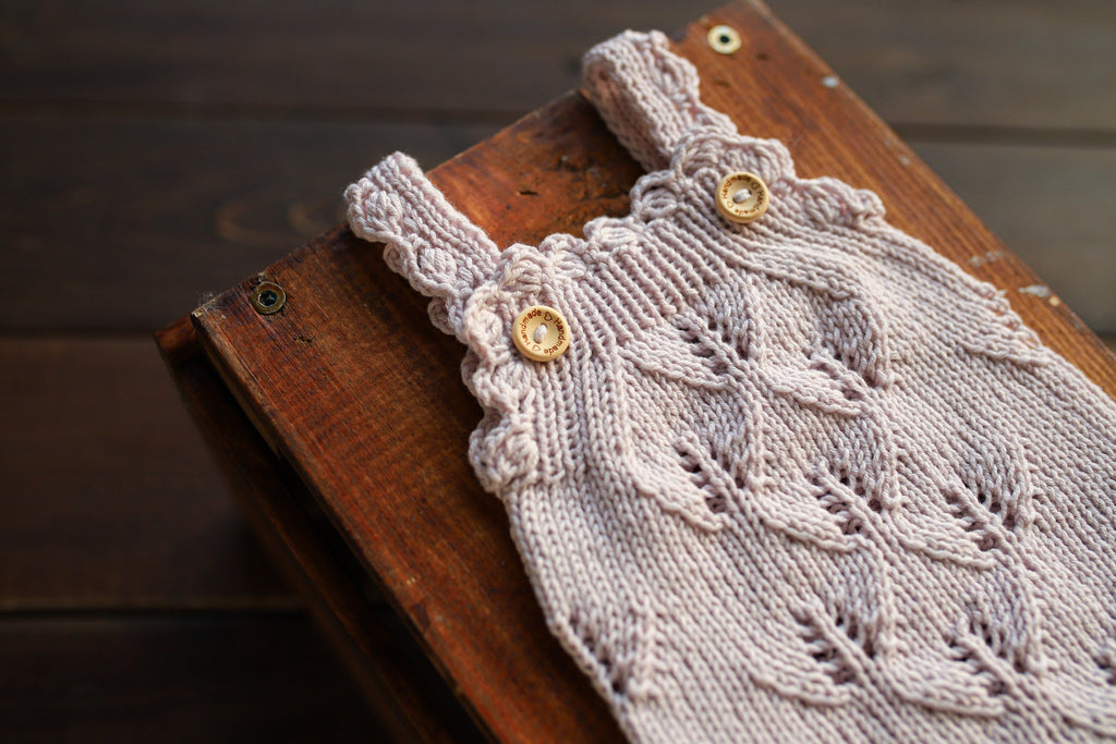 Silver Grey Leaf Lace Knit Newborn Romper | Newborn Photo Prop