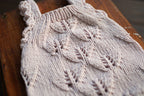 Silver Grey Leaf Lace Knit Newborn Romper | Newborn Photo Prop
