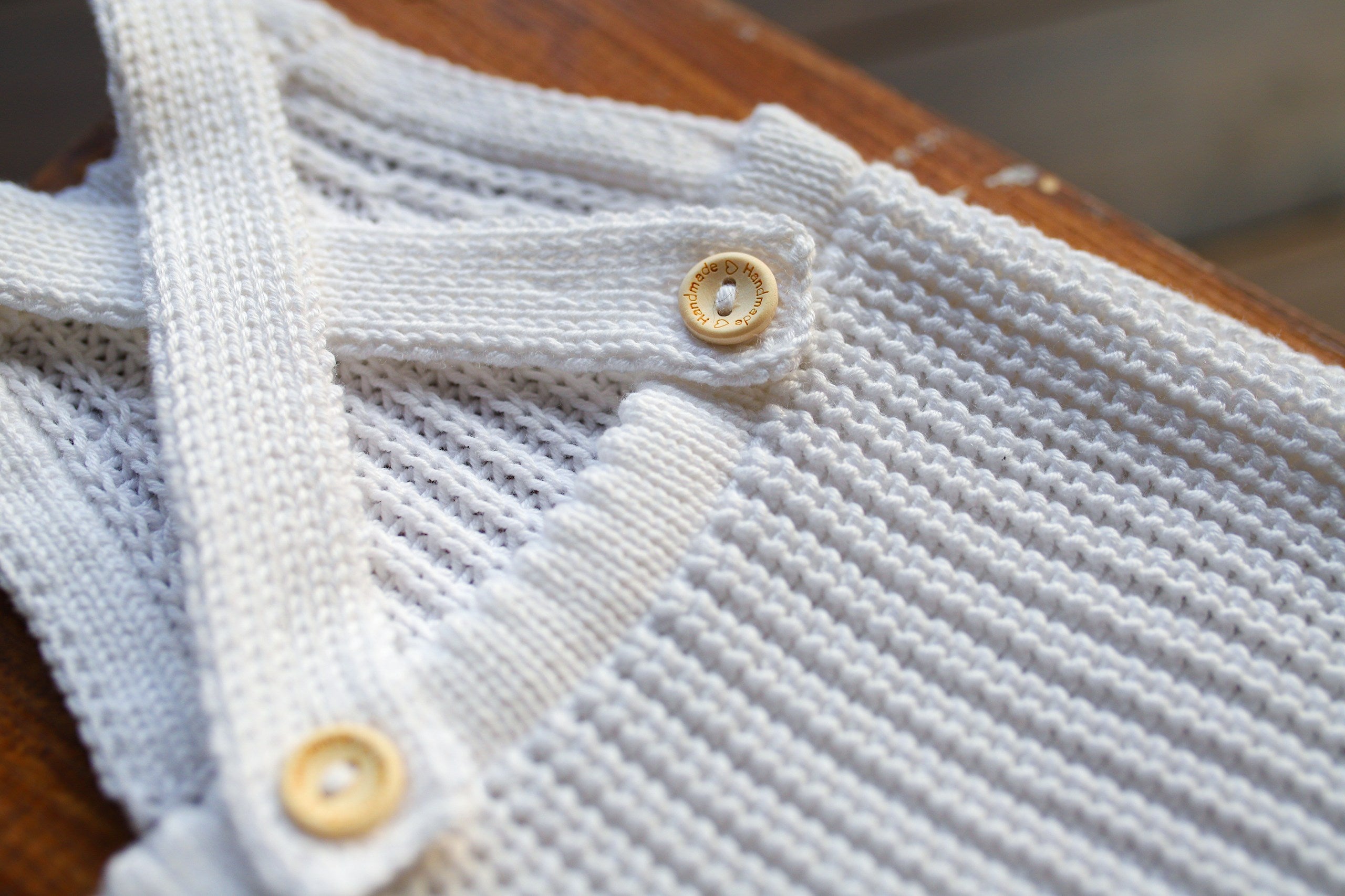 White Seed Stitch Knit Newborn Romper | Newborn Photo Prop