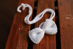 White Leaf Lace Knit Newborn Romper & Headband Set | Newborn Photo Prop
