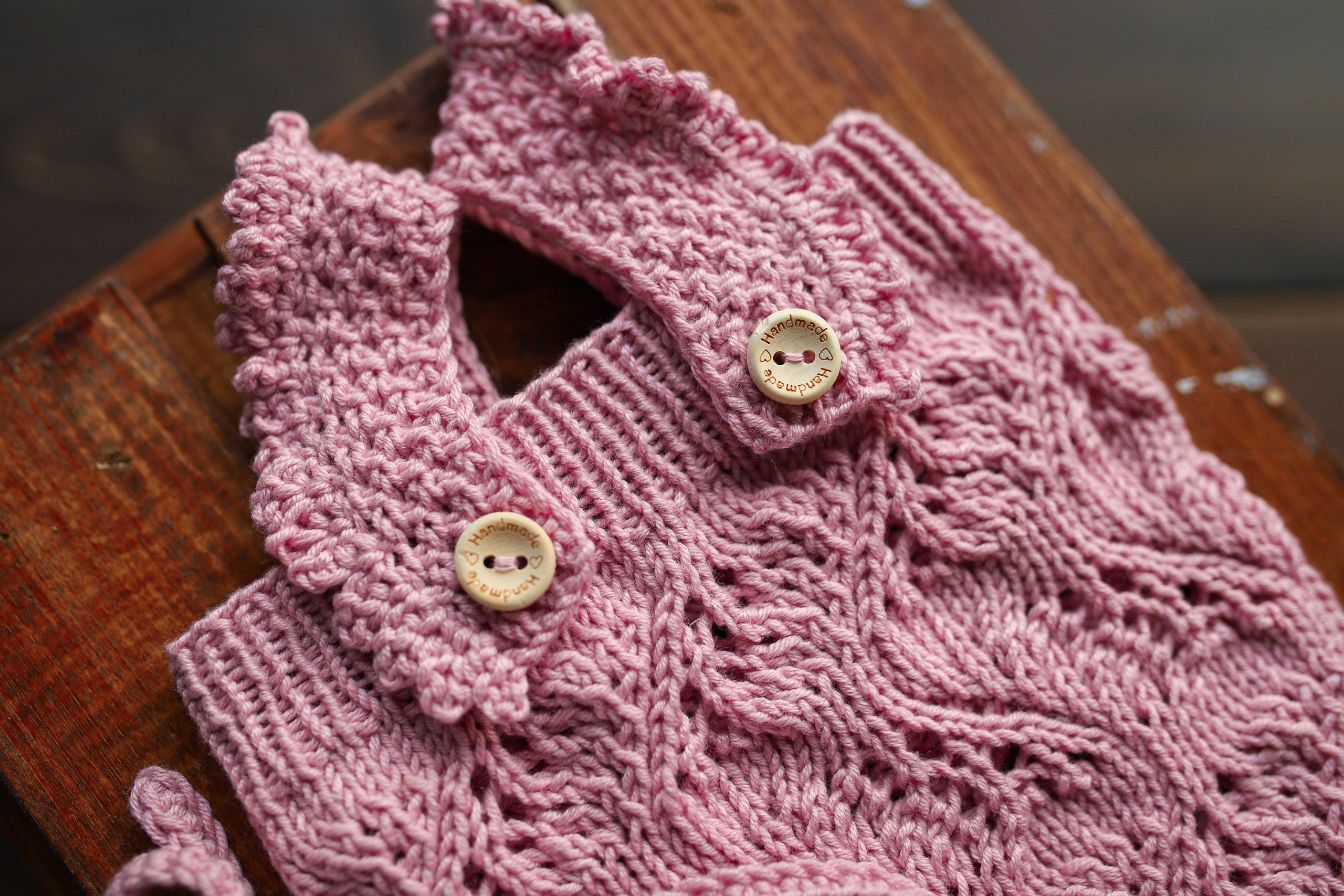 Dusty Pink Leaf Lace Knit Newborn Romper & Headband Set | Newborn Photo Prop