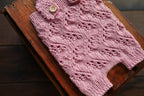 Dusty Pink Leaf Lace Knit Newborn Romper & Headband Set | Newborn Photo Prop