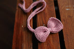 Dusty Pink Leaf Lace Knit Newborn Romper & Headband Set | Newborn Photo Prop