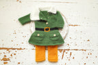 Newborn Baby Elf Costume, Baby Mink Fur Costume, Christmas Newborn Photo Shoot Props, Knitted Elf Set for Photo Shoots, Green Elf Romper and Hat
