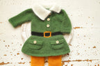 Newborn Baby Elf Costume, Baby Mink Fur Costume, Christmas Newborn Photo Shoot Props, Knitted Elf Set for Photo Shoots, Green Elf Romper and Hat