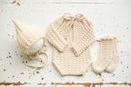 Merino Wool Knitted Newborn Baby Set, Knitted Romper with Bonnet and Socks for Newborn, Newborn Photo Shoot Props, Coming Home Outfit, Baby Shower Gift, Newborn Photo Shoot