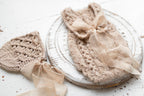 Knitted jumpsuit and bonnet, newborn photo shoot props set, newborn girl photo shoot outfit, newborn props, baby shower gift