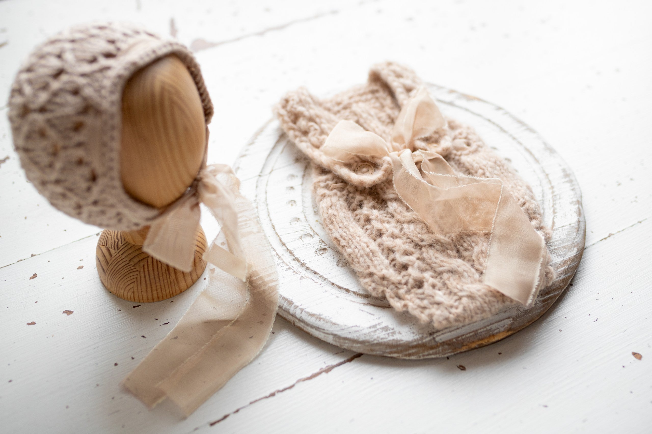 Knitted jumpsuit and bonnet, newborn photo shoot props set, newborn girl photo shoot outfit, newborn props, baby shower gift