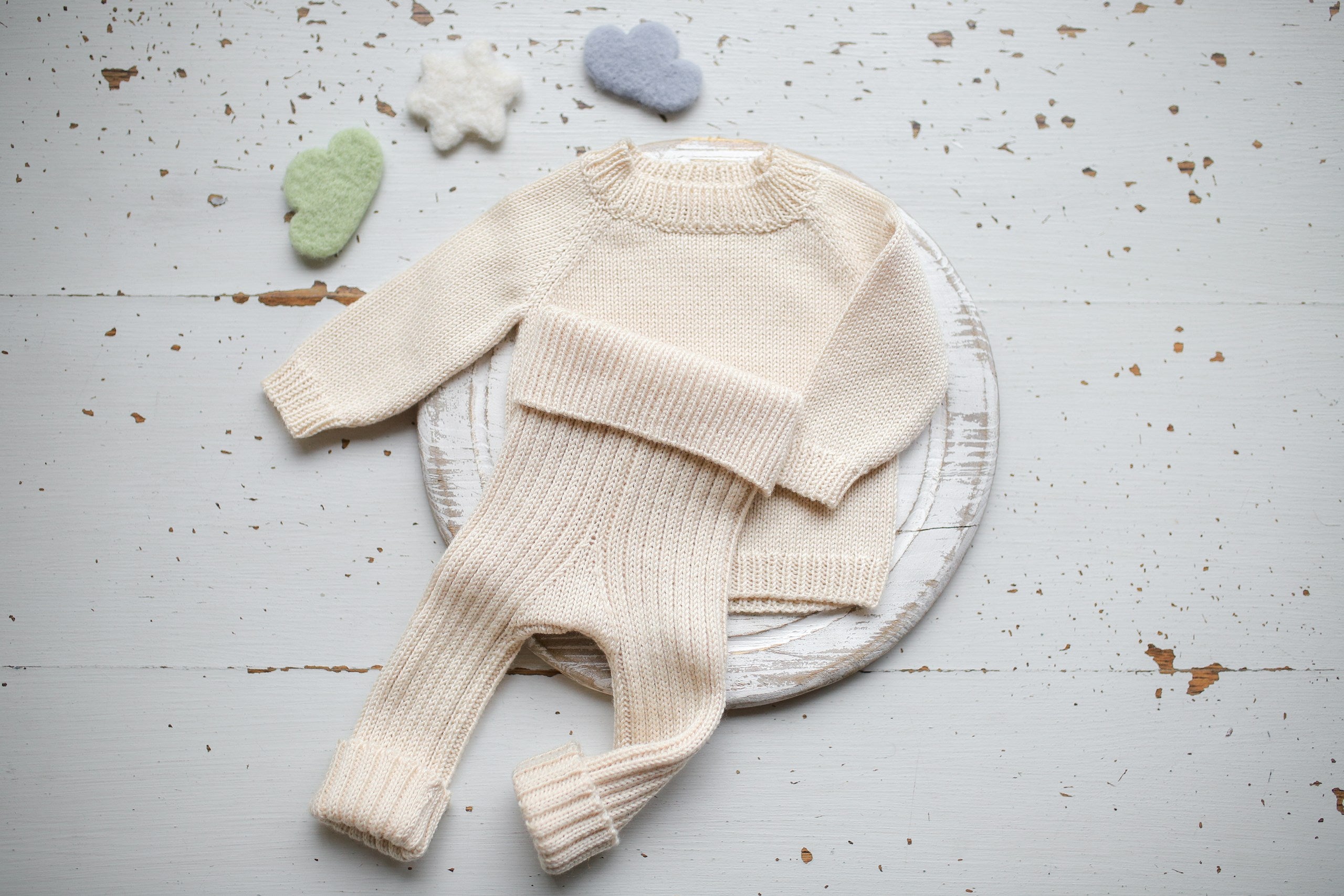 Merino Wool Newborn Baby Set, Newborn Baby Clothes Set, Sweater and Pants, Neutral Baby Set, Newborn Baby Clothes, Maternity Gift, Knitted Newborn Photo Shoot Props (Copy)