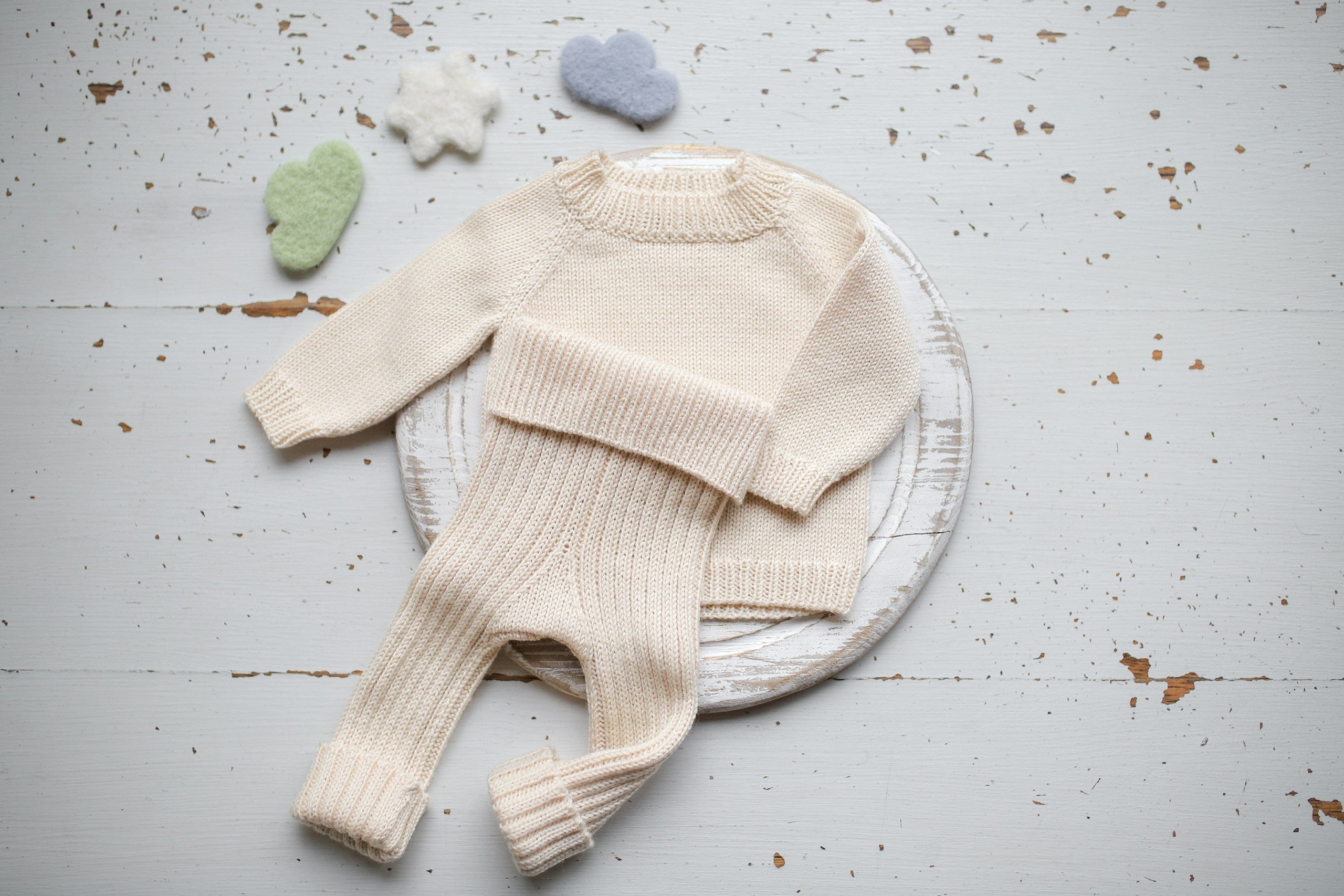 Merino Wool Newborn Baby Set, Newborn Baby Clothes Set, Sweater and Pants, Neutral Baby Set, Newborn Baby Clothes, Maternity Gift, Knitted Newborn Photo Shoot Props (Copy)