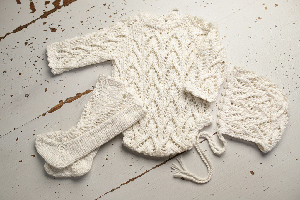 Knitted set for a newborn: jumpsuit, bonnet and socks, clothes for a newborn photo shoot, a gift for a party in honor of the future baby, clothes for discharge from the hospital.