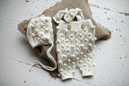 Knitted set for a newborn girl, knitted jumpsuit and bonnet, outfit for a newborn photo shoot, gift for pregnant women, props for newborns, outfit for discharge from the hospital